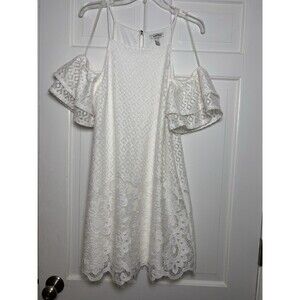 Speechless Women XL Off Shoulder Short Sleeve Mini White Lace Dress Homecoming